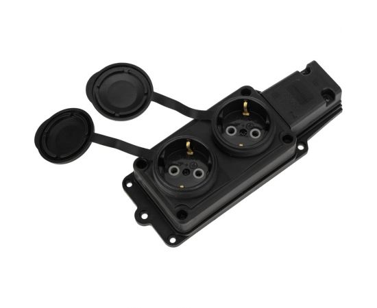 Двухместная штепсельная розетка PROCONNECT влагозащищенная 2P+PE 230V, 16 А, IP44 каучук 111-112-4 – изображение 4