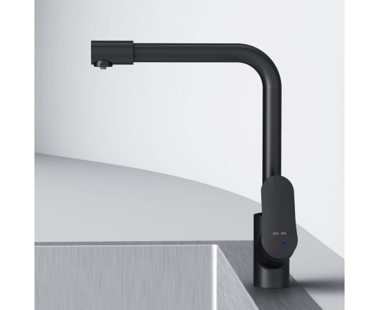 Смеситель для кухни AM.PM Like с каналом для питьевой воды, L-излив, черный матовый F8005722 – изображение 5