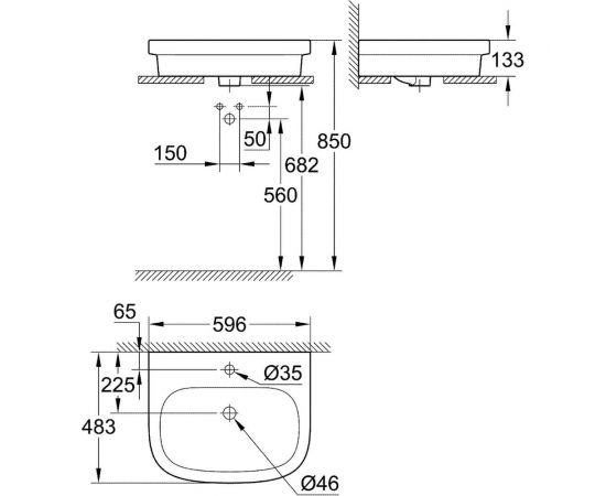 Накладная раковина Grohe Euro Ceramic, ширина 60 см 39337000 – изображение 5