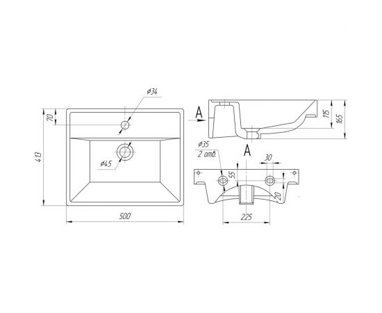 Комплект Sanstar подвесная тумба Адель 50 с раковиной Енисей 50 209.1-1.4.1.КЕНИ – изображение 6