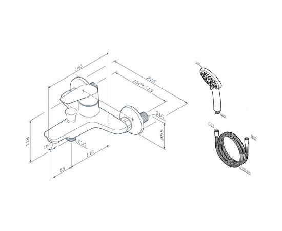 Смеситель для ванны и душа с душевым набором AM.PM Joy хром F85E15000 – изображение 7