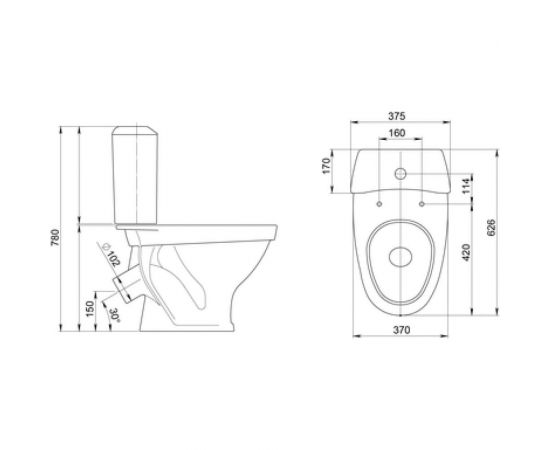 Унитаз-компакт Santeri Вест белый, нижний подвод, косой выпуск 1/реж 1.P201.8.S00.00B.F 023-1633 – изображение 7