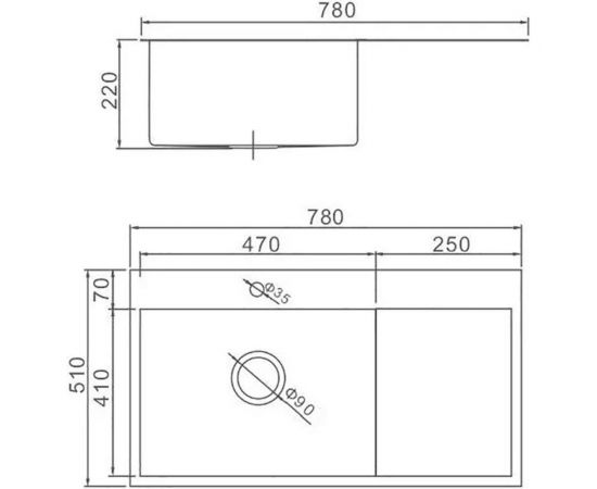 Мойка для кухни из нержавеющей стали WISENT с pvd покрытием, с раздвижной решеткой 78x51 см и сифоном W37851B-R/W325014/WGER010 – изображение 8