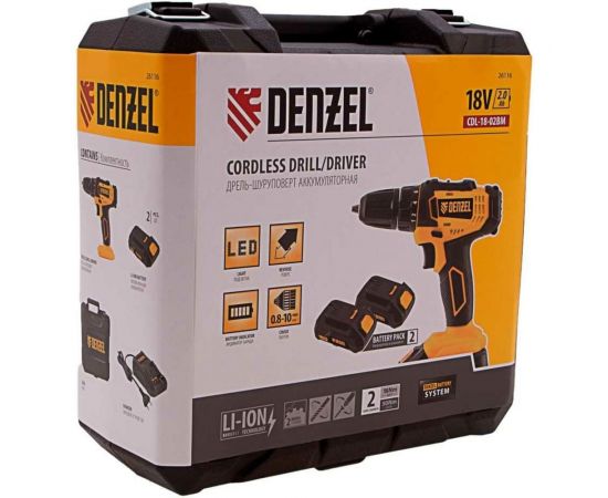 Аккумуляторная дрель-шуруповерт Denzel CDL-18-02BM 26116 – изображение 8