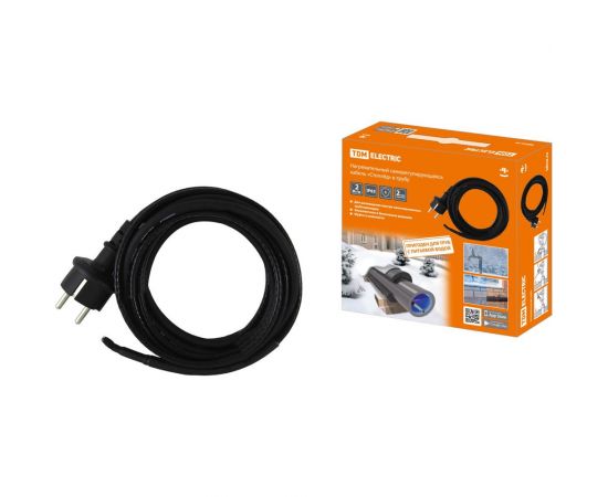 Нагревательный саморегулирующийся кабель TDM Стоплёд НСК6-В с вилкой, в трубу 6 м, 60 Вт SQ2510-0013 