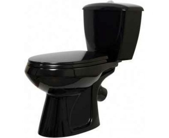 Унитаз-компакт Оскольская керамика ЭЛИССА косой выпуск, 1 режим, сиденье ПП, черный 419191 