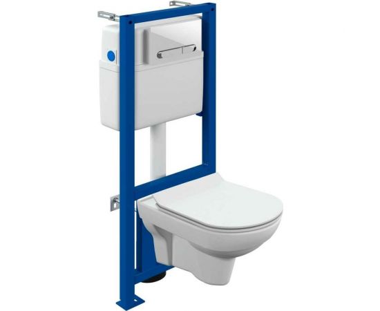 Комплект Cersanit унитаз CITY CO DPL EO slim инсталляци LINK PRO, кнопка ESTETICA пластик белый, с рамкой хром 64277 