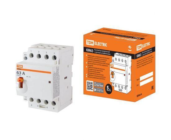 Модульный контактор TDM с ручным управлением КМ63/4-63 4НО 230В АС SQ0213-0107 