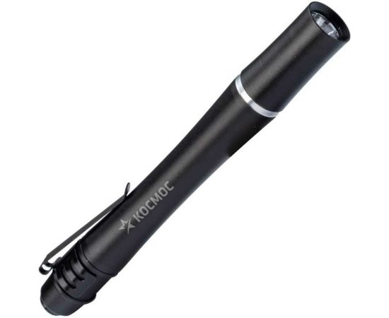Ручной фонарь КОСМОС 0,5Вт LED/2xAAА/корпус алюминий/зажим для крепления, KOS106B 