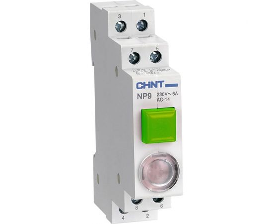 Модульная кнопка CHINT NP9-10D3/1 с подсветкой, 1НО, AC/DC 230В, зеленая 584054 