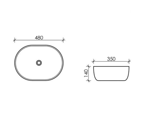 Накладной умывальник чаша Ceramica Nova Element овальная, 480х350х140 мм CN6019 – изображение 2