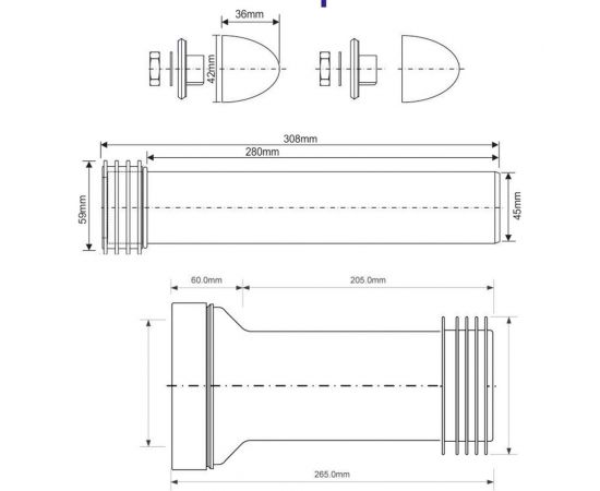 Соединительный комплект McAlpine для подводки унитаза, с манжетой, крепежными гайками, заглушками FP45R-KIT3 – изображение 2