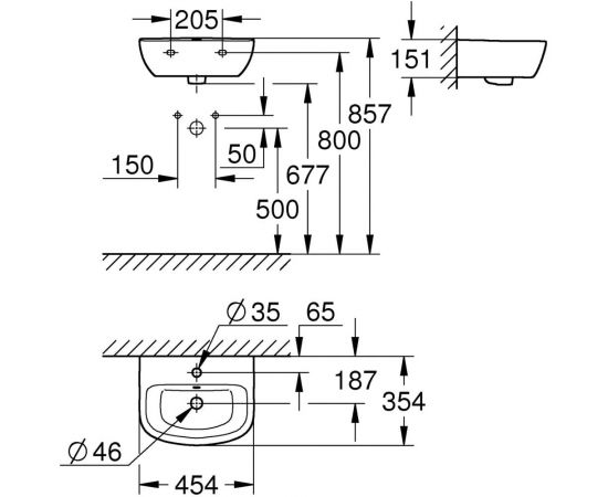 Мини-раковина GROHE Bau Ceramic ширина 45 см 39424000 – изображение 2