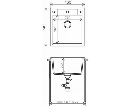 Кухонная мраморная мойка Polygran Argo-460 черный №16 – изображение 2