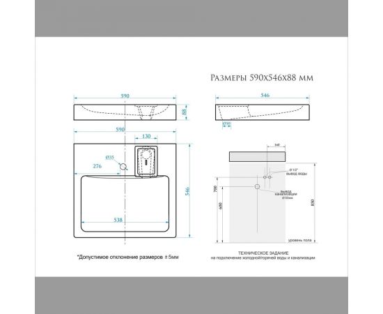 Раковина над стиральной машиной GLANZ Rossi с кронштейнами 4603789676624 – изображение 3