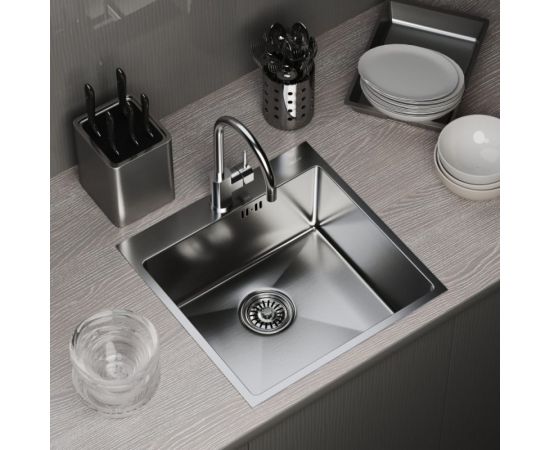 Настольная мойка MIXLINE PRO 50x50, 3 мм, выпуск 3 1/2, 20 см, с сифоном, сатин 547229 – изображение 4