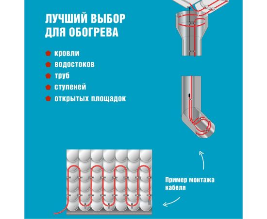 Греющий саморегулирующийся кабель Rexant POWER Line 30SRL-2CR 9M 9м/270Вт 51-0656 – изображение 4