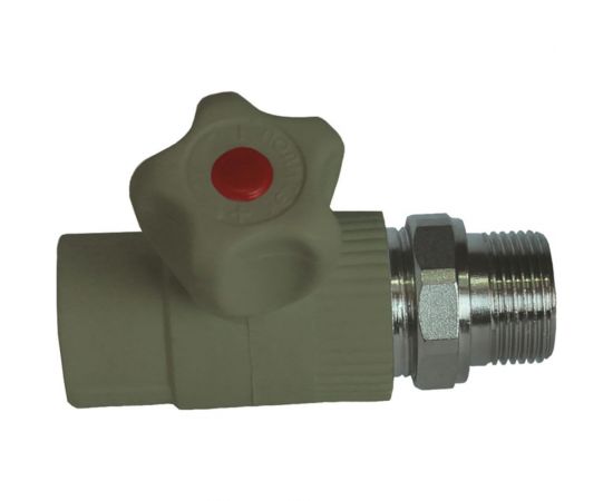 Радиаторный кран ПОЛИТЭК 25x1/2 прямой PPR, серый (25/75), 9999012512с 