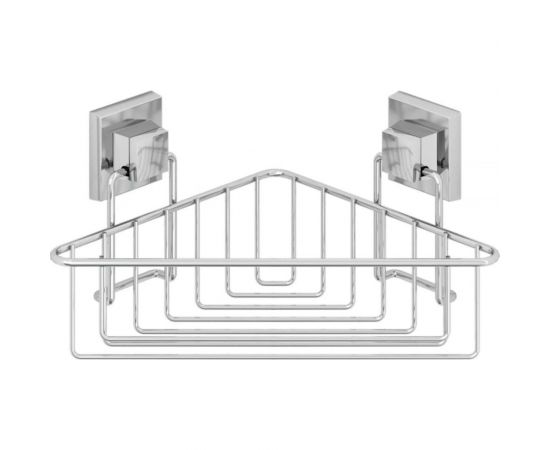 Полка в ванную TEKNO-TEL угловая, 1 ярус, 21х21х15 см, самоклеящаяся, хром EF251 