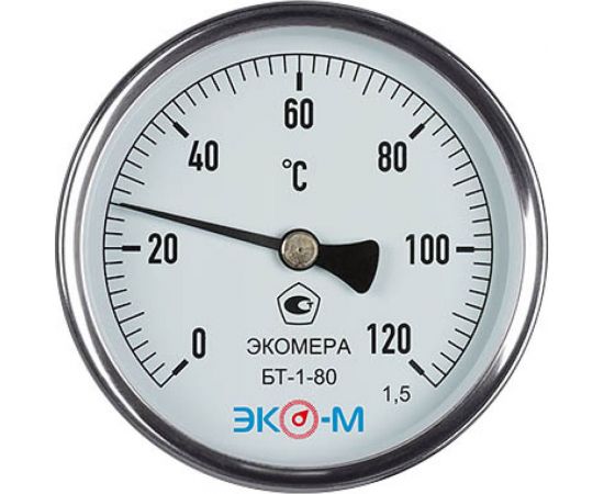 Биметаллический термометр ЭКО-М ЭКОМЕРА БТ-1-80, 0-120C, L=40 БТ-1-80-120С-L40 