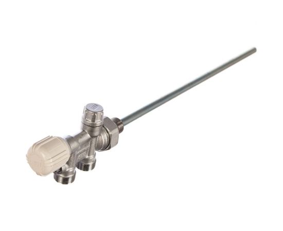 Терморегулирующий узел нижнего подключения с запорным вентилем FAR отводы М24х19, к радиатору 1/2"" FV 1438 C12 – изображение 2