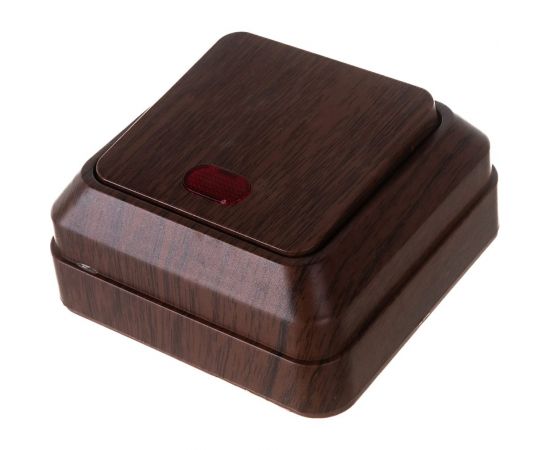 Одноклавишный выключатель Intro Quadro 2-102-10 с подсветкой, 10А-250В, IP20, открытая установка, венге, Б0053745 – изображение 2