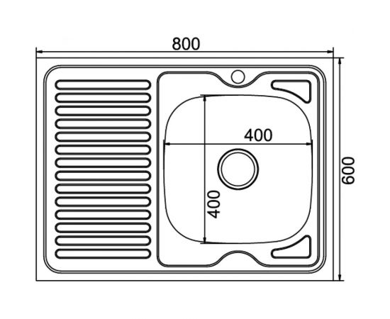 Мойка mixline 60х80х16 см, 0.6, правый выпуск 3 1/2, с сифоном 528017 – изображение 2
