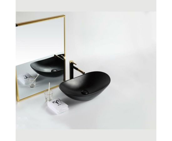 Керамическая накладная раковина BelBagno чёрная матовая BB1404-H301 – изображение 2