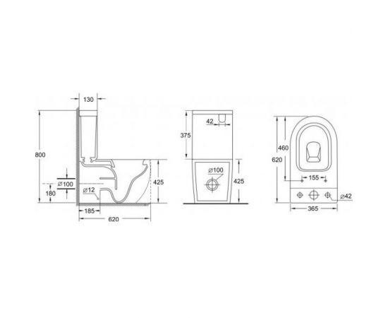 Бачок для напольного унитаза Aquanet Cetus 2.0 C2 слив 4.5/3 л, подключение снизу 00243539 – изображение 3