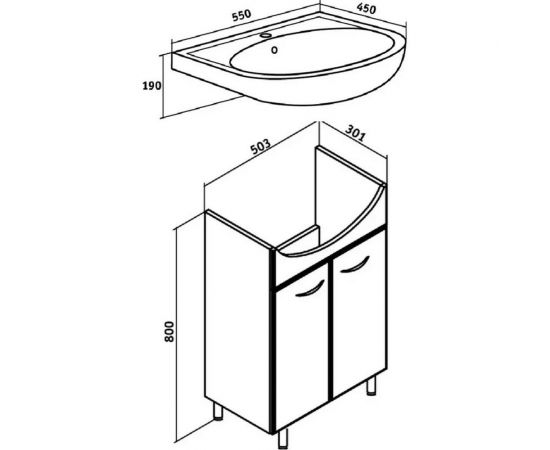 Тумба RUNO УЮТ 55 под умывальник Уют 55 00000000066 – изображение 4