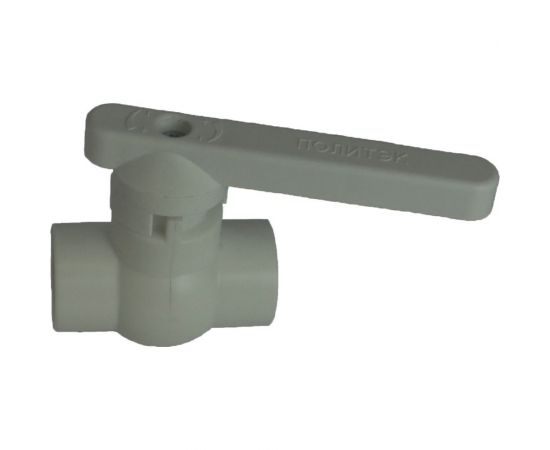 Пластиковый шаровой полнопроходной кран ПОЛИТЭК 25 PPR, серый 9900000025с 