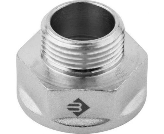 Переходник Зубр ""ЭКСПЕРТ"" удлиненный цилиндрический, никелированная латунь, 1""х3/4"" 51283-1-3/4 