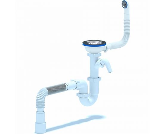 Сифон АНИ Пласт 3 1/2""х40 с круглым переливом, с отводом для стиральной машины D1042 SP VIG 