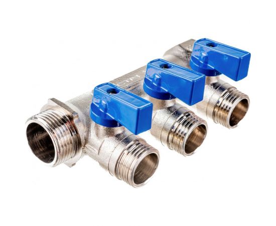 Коллектор СТМ 3 выхода, шаровой кран, наружная резьба, 3/4х1/2 C3MB3412 – изображение 2