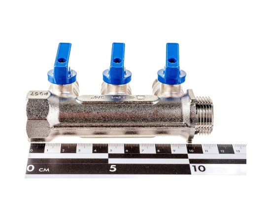 Коллектор СТМ 3 выхода, шаровой кран, наружная резьба, 3/4х1/2 C3MB3412 – изображение 4