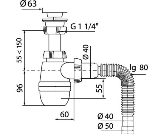 Сифон для раковины Wirquin Минор с выпуском и гибким соединением 30987140 – изображение 6
