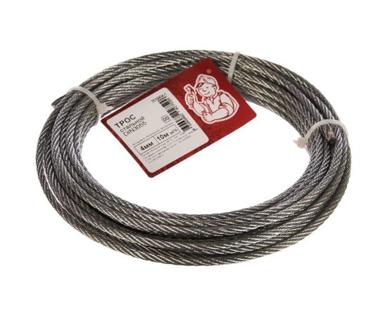 Стальной трос Стройбат DIN 3055 4мм 10м 249460 