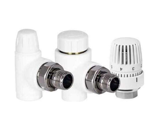 Комплект TEBO C-TB №3 1/2 (термостатический угловой с колпачком 20x1/2, клапан запорный угловой 20x1/2, термостатическая головка) 030061111 