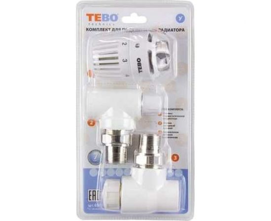 Комплект TEBO C-TB №3 1/2 (термостатический угловой с колпачком 20x1/2, клапан запорный угловой 20x1/2, термостатическая головка) 030061111 – изображение 2