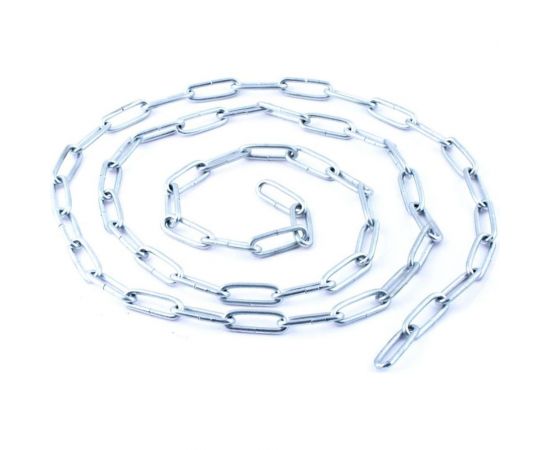 Цепь Стройбат DIN 763, длинное звено, 5 мм, белый цинк, 3 м 261650 – изображение 2