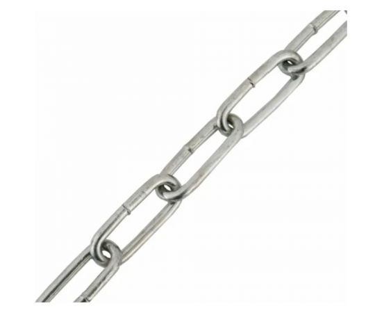 Цепь Стройбат DIN 763, длинное звено, 5 мм, белый цинк, 3 м 261650 – изображение 3