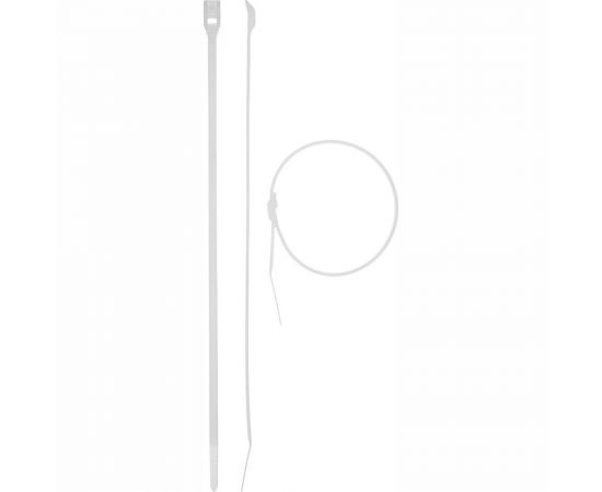 Кабельные стяжки ЗУБР КОБРА белые, с плоским замком, 4.6 х 370 мм, 25 штук, нейлоновые 30930-46-370 