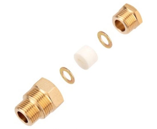 Сальник для ввода кабеля в трубу REXANT с двойной резьбой 1/2 и 3/4, никелированная латунь 51-0610-4 