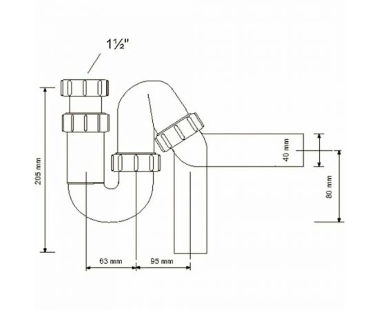 Сифон McAlpine без выпуска d40-40 P/S-образ. MRSK12 – изображение 2