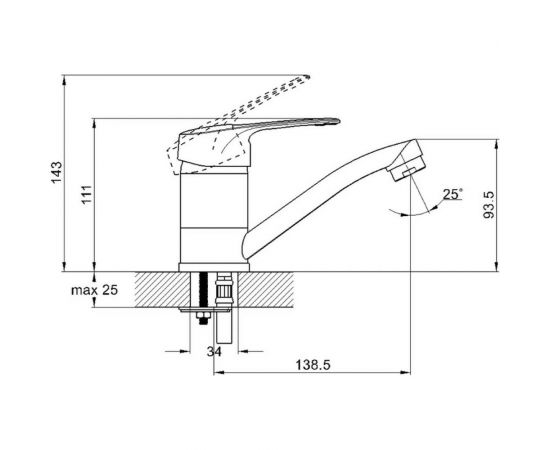 Смеситель для кухни G-lauf с плоским поворотным изливом, хром 4P4-B043 – изображение 2