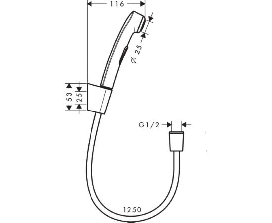 Гигиенический ручной душ со шлангом 125 см и держателем HANSGROHE 32129000 00000008363 – изображение 3
