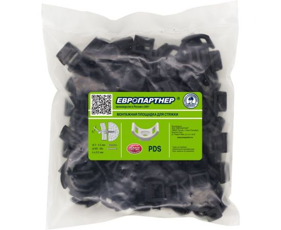 Монтажная площадка для стяжки ЕВРОПАРТНЕР pds черная, пакет 100 шт. 89300 – изображение 3