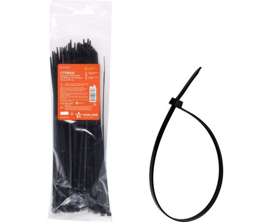 Кабельные стяжки (хомуты) Airline 3.6х250 мм пластиковые черные 100 шт ACT-N-24 