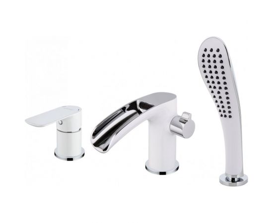 Смеситель для акриловой ванны Gappo 35к G1148-8 3 отверстия, белый+хром 540358 