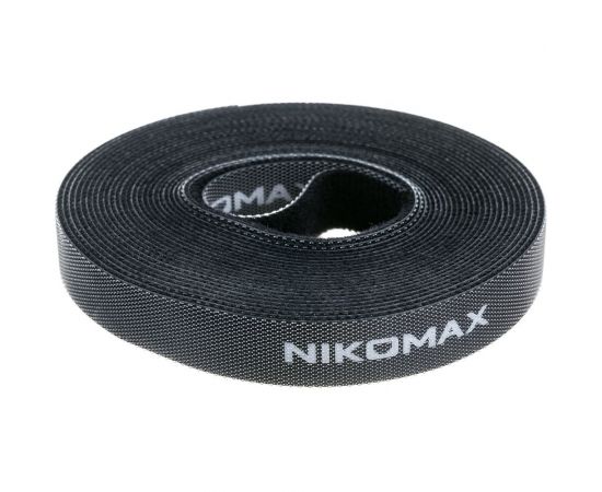 Стяжка-липучка NIKOMAX нарезаемая, в рулоне 5 м, ширина 15 мм, черная NMC-CTV05M-15-RL-BK 